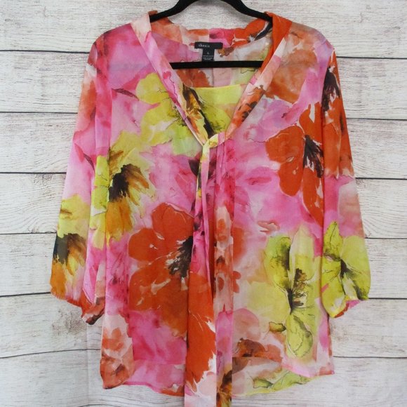 thesis sheer floral summer blouse - Picture 1 of 8